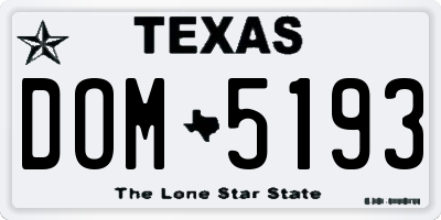 TX license plate DOM5193