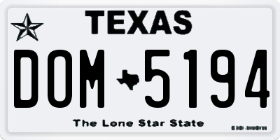 TX license plate DOM5194