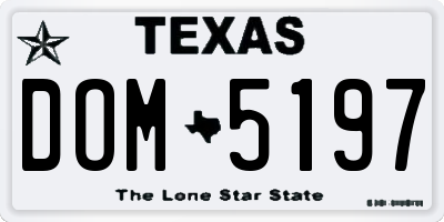 TX license plate DOM5197