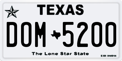 TX license plate DOM5200