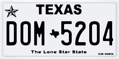 TX license plate DOM5204