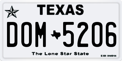 TX license plate DOM5206