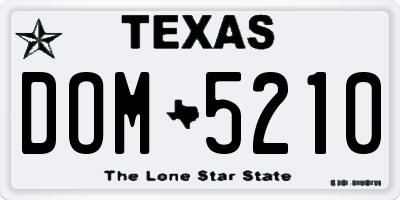 TX license plate DOM5210