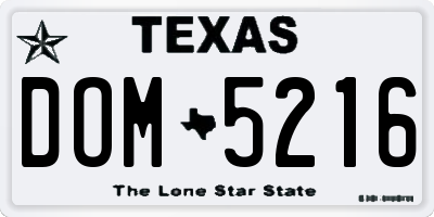 TX license plate DOM5216
