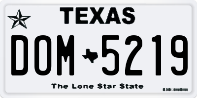TX license plate DOM5219
