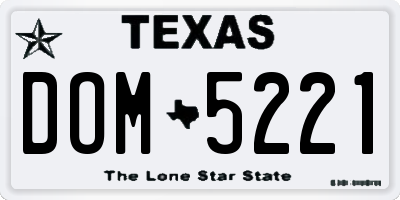TX license plate DOM5221
