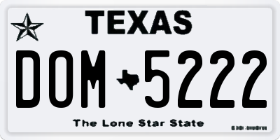 TX license plate DOM5222