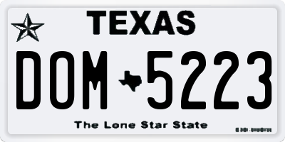 TX license plate DOM5223