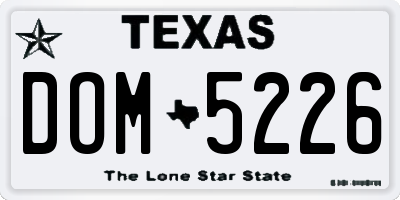 TX license plate DOM5226