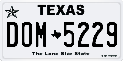 TX license plate DOM5229