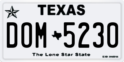 TX license plate DOM5230