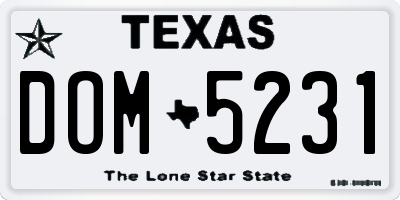 TX license plate DOM5231