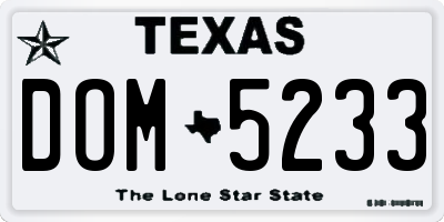 TX license plate DOM5233
