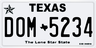 TX license plate DOM5234