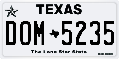 TX license plate DOM5235