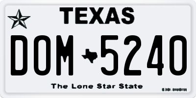 TX license plate DOM5240