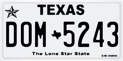 TX license plate DOM5243