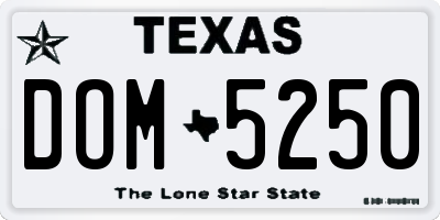 TX license plate DOM5250