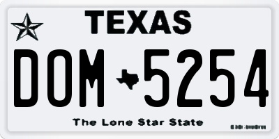 TX license plate DOM5254