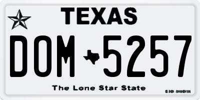 TX license plate DOM5257