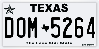 TX license plate DOM5264