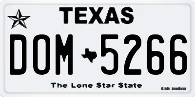 TX license plate DOM5266