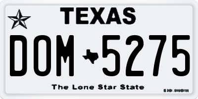 TX license plate DOM5275