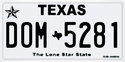 TX license plate DOM5281