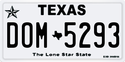 TX license plate DOM5293