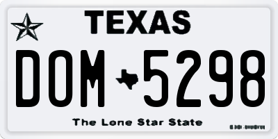TX license plate DOM5298