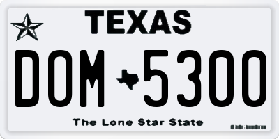 TX license plate DOM5300