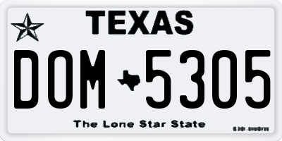 TX license plate DOM5305