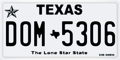 TX license plate DOM5306