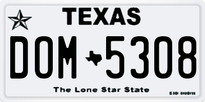 TX license plate DOM5308