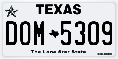 TX license plate DOM5309