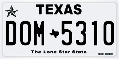 TX license plate DOM5310