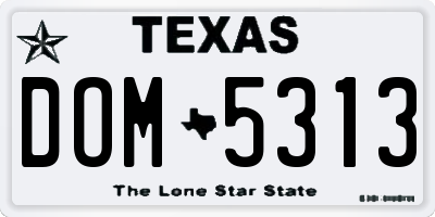 TX license plate DOM5313