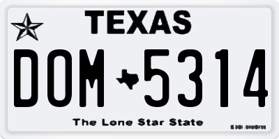 TX license plate DOM5314