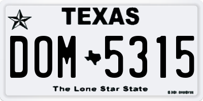 TX license plate DOM5315