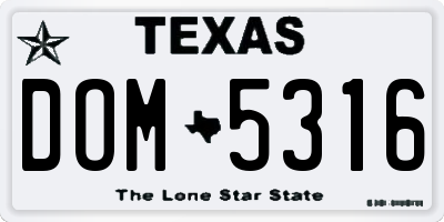 TX license plate DOM5316