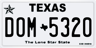 TX license plate DOM5320