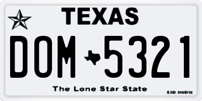 TX license plate DOM5321