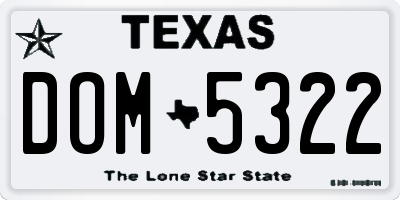 TX license plate DOM5322