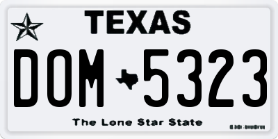 TX license plate DOM5323