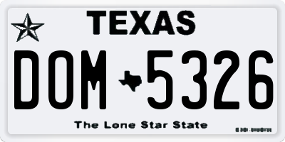 TX license plate DOM5326