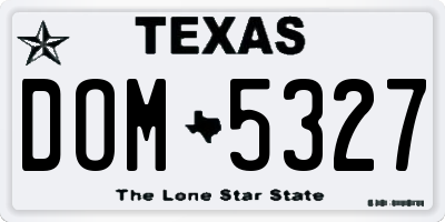 TX license plate DOM5327