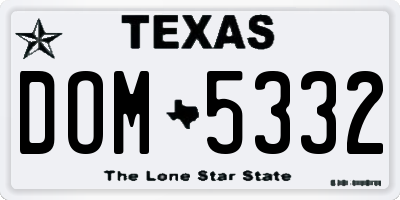 TX license plate DOM5332