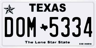 TX license plate DOM5334