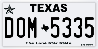 TX license plate DOM5335