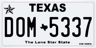 TX license plate DOM5337